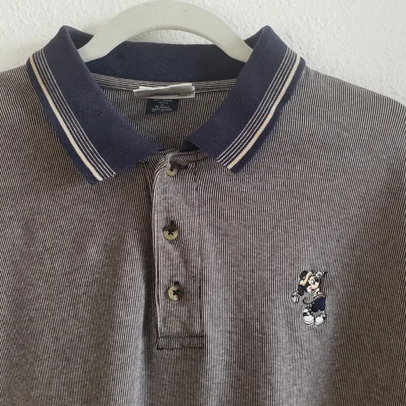 #Disney World Polo Shirt Pinstripe stretch cotton# - Picture 5 of 11